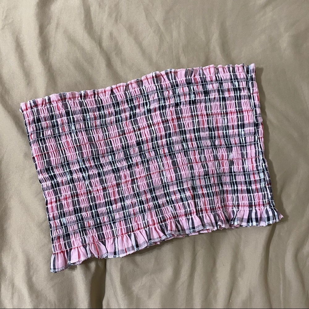 Pink Plaid Tube Top